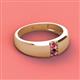 3 - Ethan 3.00 mm Round Pink Tourmaline and Rhodolite Garnet 2 Stone Men Wedding Ring 