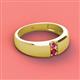 3 - Ethan 3.00 mm Round Pink Tourmaline and Ruby 2 Stone Men Wedding Ring 