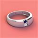 3 - Ethan 3.00 mm Round Blue Sapphire and White Sapphire 2 Stone Men Wedding Ring 