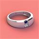 3 - Ethan 3.00 mm Round Blue Sapphire and Lab Grown Diamond 2 Stone Men Wedding Ring 