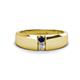 1 - Ethan 3.00 mm Round Blue Sapphire and Diamond 2 Stone Men Wedding Ring 