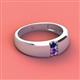 3 - Ethan 3.00 mm Round Blue Sapphire and Amethyst 2 Stone Men Wedding Ring 
