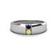 1 - Ethan 3.00 mm Round Blue Sapphire and Yellow Sapphire 2 Stone Men Wedding Ring 
