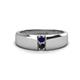 1 - Ethan 3.00 mm Round Blue Sapphire and Black Diamond 2 Stone Men Wedding Ring 
