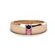 1 - Ethan 3.00 mm Round Blue Sapphire and Pink Sapphire 2 Stone Men Wedding Ring 