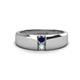 1 - Ethan 3.00 mm Round Blue Sapphire and Opal 2 Stone Men Wedding Ring 
