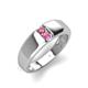 4 - Ethan 3.00 mm Round Pink Tourmaline and Pink Sapphire 2 Stone Men Wedding Ring 