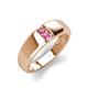 4 - Ethan 3.00 mm Round Pink Tourmaline and Pink Sapphire 2 Stone Men Wedding Ring 