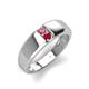 4 - Ethan 3.00 mm Round Pink Tourmaline and Ruby 2 Stone Men Wedding Ring 