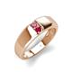 4 - Ethan 3.00 mm Round Pink Tourmaline and Ruby 2 Stone Men Wedding Ring 