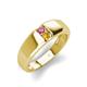 4 - Ethan 3.00 mm Round Pink Tourmaline and Citrine 2 Stone Men Wedding Ring 