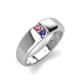 4 - Ethan 3.00 mm Round Pink Tourmaline and Iolite 2 Stone Men Wedding Ring 