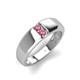 4 - Ethan 3.00 mm Round Pink Tourmaline and Pink Tourmaline 2 Stone Men Wedding Ring 