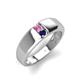 4 - Ethan 3.00 mm Round Pink Sapphire and Blue Sapphire 2 Stone Men Wedding Ring 