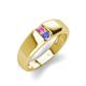 4 - Ethan 3.00 mm Round Pink Sapphire and Tanzanite 2 Stone Men Wedding Ring 