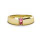 1 - Ethan 3.00 mm Round Pink Sapphire and Pink Tourmaline 2 Stone Men Wedding Ring 