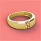 3 - Ethan 3.00 mm Round Pink Sapphire and Citrine 2 Stone Men Wedding Ring 
