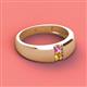 3 - Ethan 3.00 mm Round Pink Sapphire and Citrine 2 Stone Men Wedding Ring 