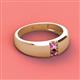 3 - Ethan 3.00 mm Round Pink Sapphire and Rhodolite Garnet 2 Stone Men Wedding Ring 