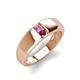 4 - Ethan 3.00 mm Round Pink Sapphire and Rhodolite Garnet 2 Stone Men Wedding Ring 