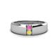 1 - Ethan 3.00 mm Round Pink Sapphire and Yellow Sapphire 2 Stone Men Wedding Ring 