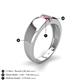 5 - Ethan 3.00 mm Round Pink Sapphire and Ruby 2 Stone Men Wedding Ring 