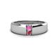 1 - Ethan 3.00 mm Round Pink Sapphire and Pink Tourmaline 2 Stone Men Wedding Ring 