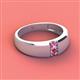 3 - Ethan 3.00 mm Round Pink Sapphire and Pink Tourmaline 2 Stone Men Wedding Ring 