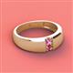 3 - Ethan 3.00 mm Round Pink Sapphire and Pink Tourmaline 2 Stone Men Wedding Ring 