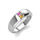 4 - Ethan 3.00 mm Round Pink Sapphire and Citrine 2 Stone Men Wedding Ring 