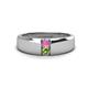 1 - Ethan 3.00 mm Round Pink Sapphire and Peridot 2 Stone Men Wedding Ring 