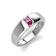 4 - Ethan 3.00 mm Round Pink Sapphire and Ruby 2 Stone Men Wedding Ring 