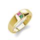 4 - Ethan 3.00 mm Round Pink Sapphire and Lab Created Alexandrite 2 Stone Men Wedding Ring 