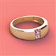 3 - Ethan 3.00 mm Round Pink Sapphire and Diamond 2 Stone Men Wedding Ring 