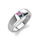 4 - Ethan 3.00 mm Round Pink Sapphire and London Blue Topaz 2 Stone Men Wedding Ring 