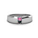 1 - Ethan 3.00 mm Round Pink Sapphire and Black Diamond 2 Stone Men Wedding Ring 