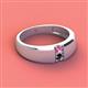 3 - Ethan 3.00 mm Round Pink Sapphire and Black Diamond 2 Stone Men Wedding Ring 