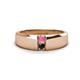 1 - Ethan 3.00 mm Round Pink Sapphire and Black Diamond 2 Stone Men Wedding Ring 