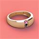 3 - Ethan 3.00 mm Round Pink Sapphire and Black Diamond 2 Stone Men Wedding Ring 