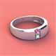 3 - Ethan 3.00 mm Round Pink Sapphire and Opal 2 Stone Men Wedding Ring 