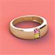 3 - Ethan 3.00 mm Round Pink Sapphire and Yellow Diamond 2 Stone Men Wedding Ring 