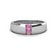 1 - Ethan 3.00 mm Round Pink Sapphire 2 Stone Men Wedding Ring 