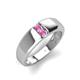 4 - Ethan 3.00 mm Round Pink Sapphire 2 Stone Men Wedding Ring 