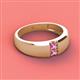 3 - Ethan 3.00 mm Round Pink Sapphire 2 Stone Men Wedding Ring 