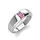 4 - Ethan 3.00 mm Round Pink Sapphire and Pink Tourmaline 2 Stone Men Wedding Ring 