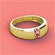 3 - Ethan 3.00 mm Round Pink Sapphire and Pink Tourmaline 2 Stone Men Wedding Ring 