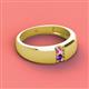 3 - Ethan 3.00 mm Round Pink Sapphire and Amethyst 2 Stone Men Wedding Ring 