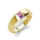 4 - Ethan 3.00 mm Round Pink Sapphire and Amethyst 2 Stone Men Wedding Ring 
