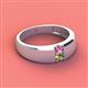 3 - Ethan 3.00 mm Round Pink Sapphire and Peridot 2 Stone Men Wedding Ring 