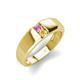 4 - Ethan 3.00 mm Round Pink Sapphire and Yellow Sapphire 2 Stone Men Wedding Ring 